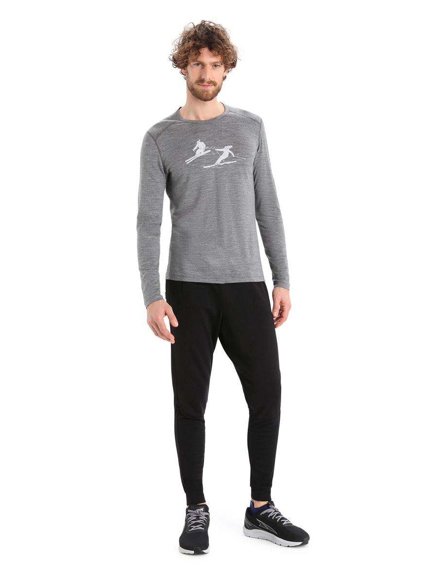 Icebreaker Merino 200 Oasis Long Sleeve Crewe Last Run Férfi Base Layers Szürke | HU 1338RVDW